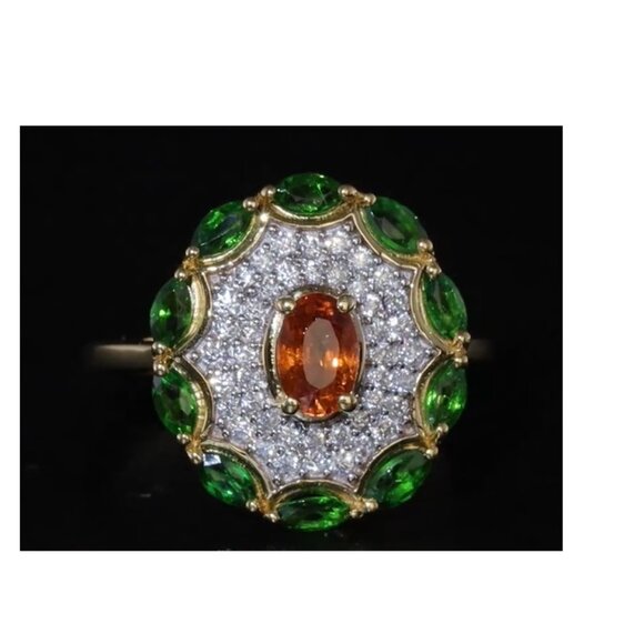 Premium Nigerian Spessartite Multi Gemstone Ring - Size 6 - Picture 3 of 3